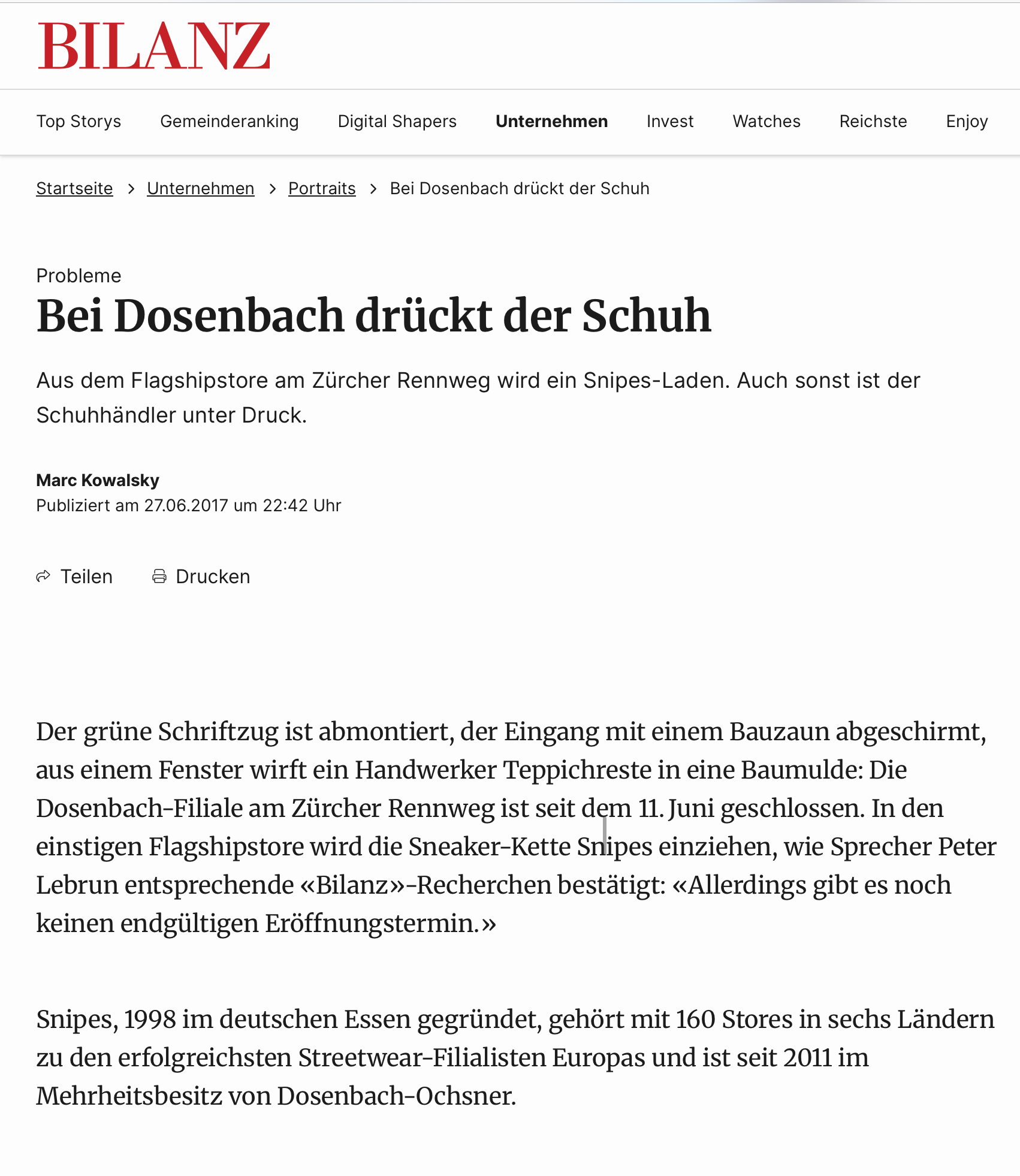 Zürichs Luxusmeile hat das Nachsehen